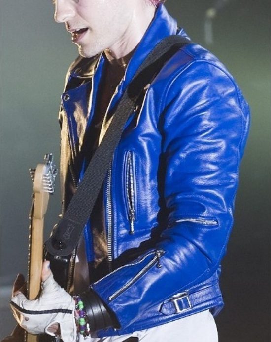 30 Seconds to Mars Jared Leto Blue Biker Leather Jacket