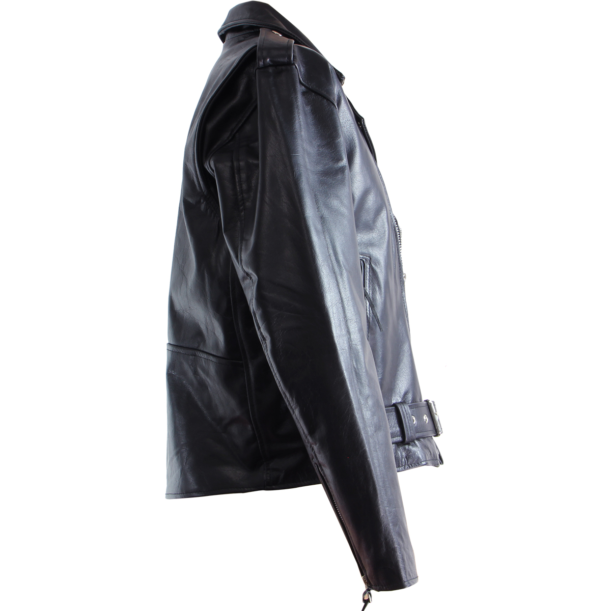 Black TOP GRADE Leather Motorcycle Biker Jacket 2