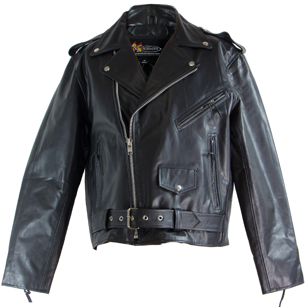 Black TOP GRADE Leather Motorcycle Biker Jacket