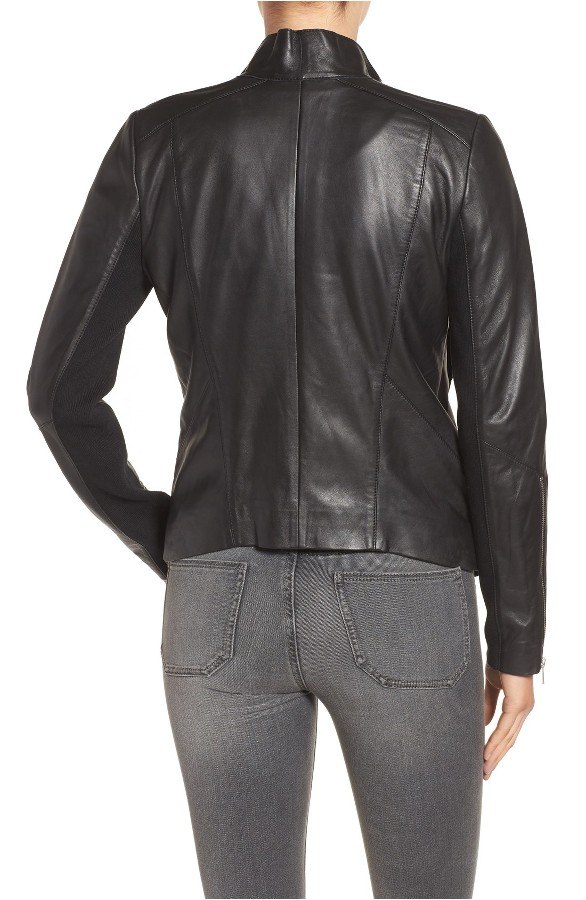 Drape Front Raw Edge Leather Jacket 3