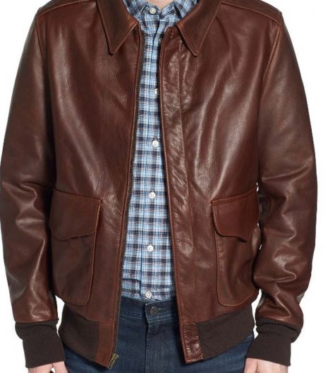 brown bomber leather jacket