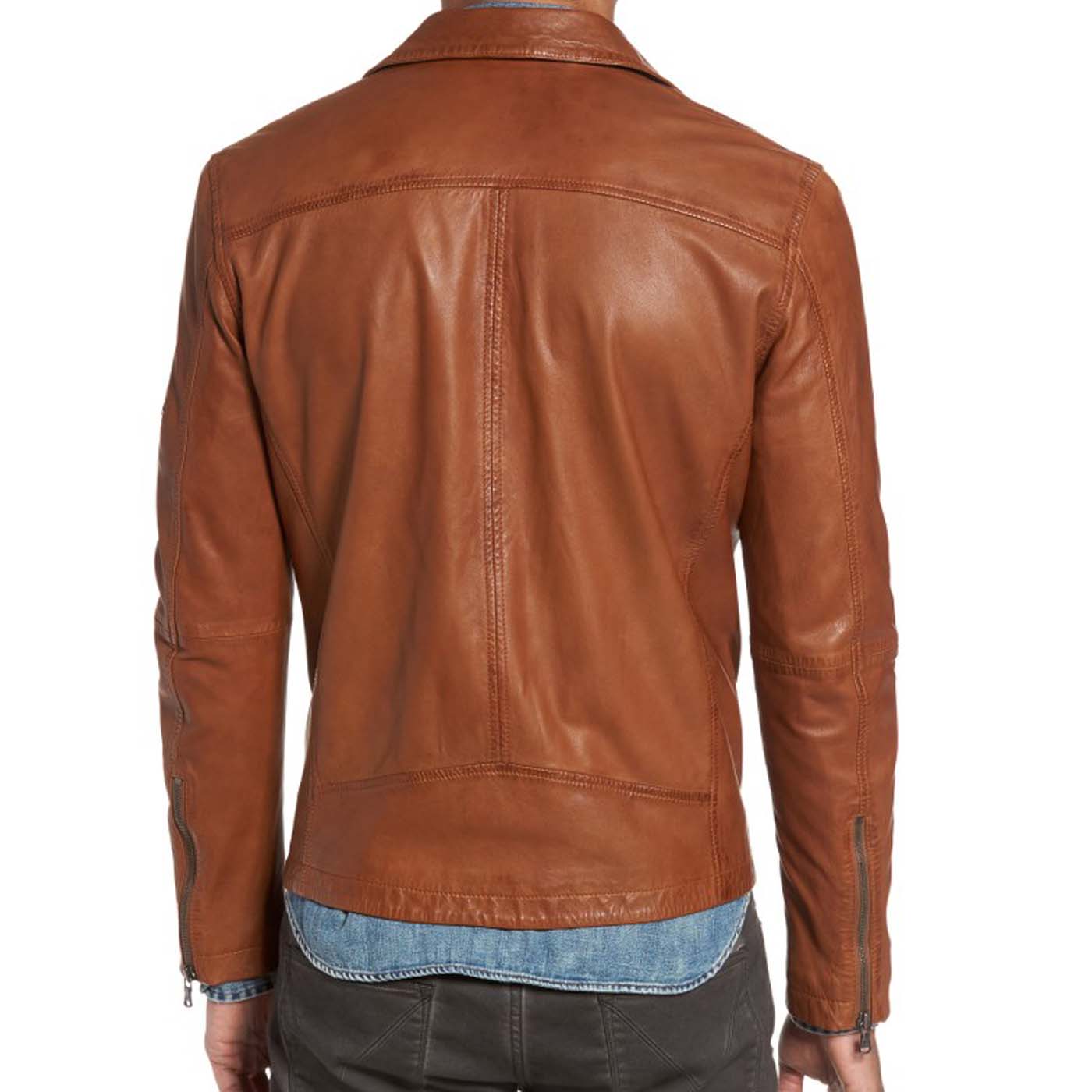 Leather Moto Jacket .