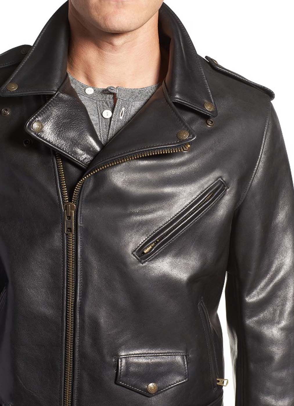 Leather Moto Jacket For Men.