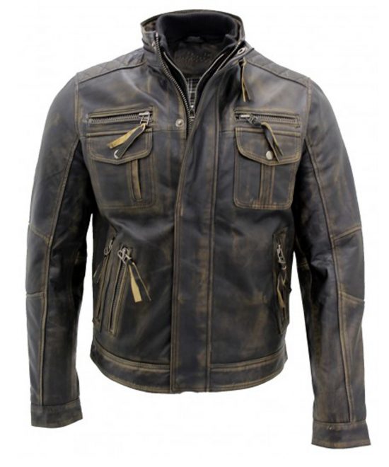 vintage black biker jacket