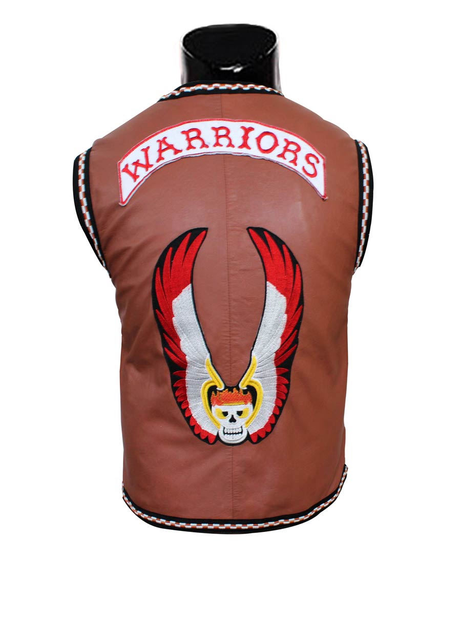 The Warriors Vest Skull Mens Leather Jacket For sale 1