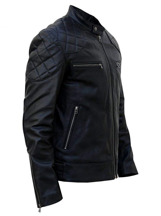 David Beckham Pale Black Leather Jacket