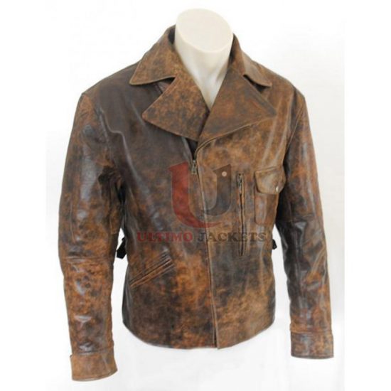 Distressed La Snake Plissken Leather Jacket