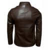 Slimming Rib Stand Collar Leather Motorcycle Jacket