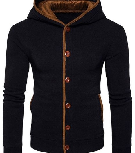 Uede Panel Elbow Patch Button Up Hoodie Jacket