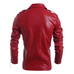 Zipper PU-Leather Long Sleeve Men's Jacket
