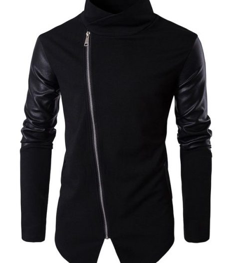 Asymmetrical Zip Faux Leather Jacket