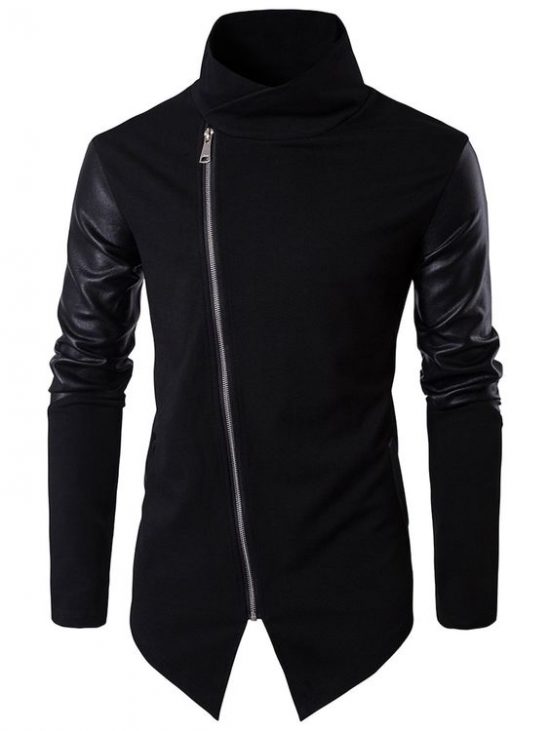 Asymmetrical Zip Faux Leather Jacket