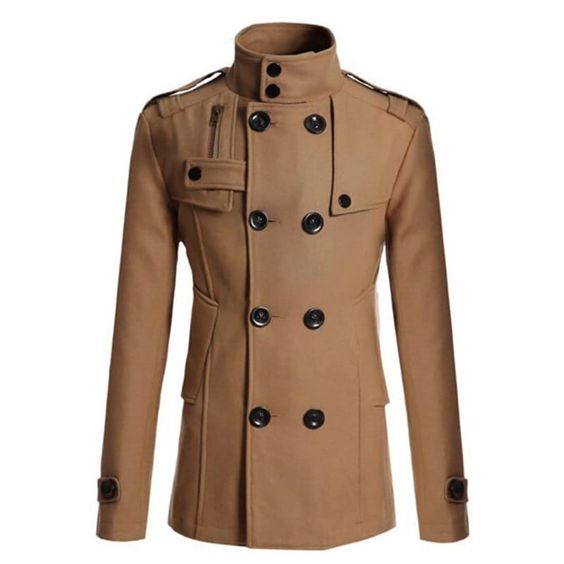 Men's Pea Coat Double Breasted Wool Blend
