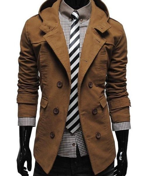 Hooded Double Breasted Pea Coat
