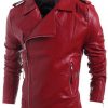 Zipper PU-Leather Long Sleeve Men's Jacket