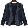 Plus Size Chic Zipped Leather Patchwork Jacket For Women