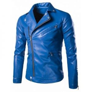 Side Zipper Collar Faux Leather Jacket