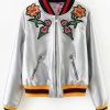 Metal Color Embroidered PU Leather Jacket