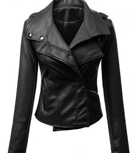 Zipper Design Faux Leather Slimming Biker Jacket