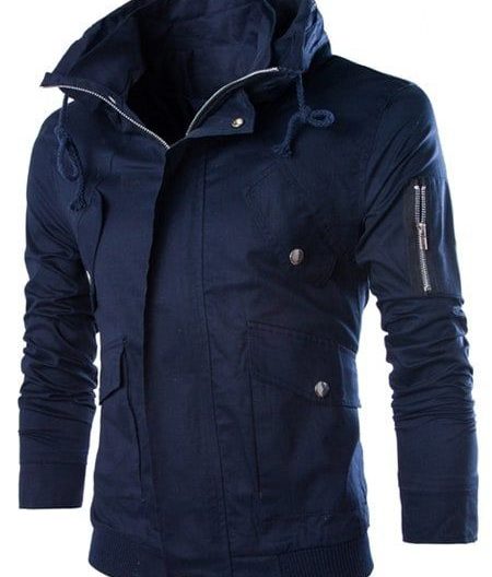 Multi-Pocket Zipper Design Blend Men's Jacket