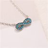 Clavicle Chain Anti-allergy horizontal 8 Inlaid Blue Bead Necklace