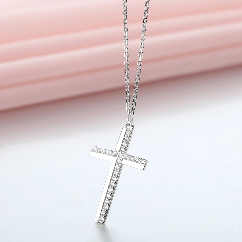 Real 925 Sterling Silver Cross Necklaces Pendant Mens Jewelry Full AAA