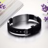Silicone Rubber Silver Slippy Hollow Strip Grain Stainless Stee Bracelet