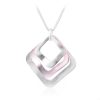 Silver plat with Pink Color Multi-layer Geometry Shape Long Necklace