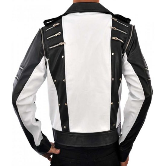 New Style Black And White Leather Jacket