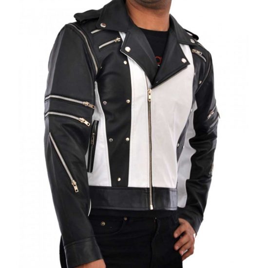 New Style Black And White Leather Jacket