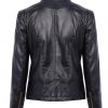 Stylish Women's Turn Down Collar Long Sleeve PU Leather Jacket Black