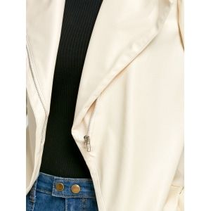 Turndown Collar Zip Up Faux Leather Jacket