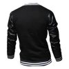 Slimming Trendy Stand Collar Color Block PU Leather Splicing Long Sleeve Polyester Jacket For Men Black