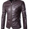 Zipper Sleeve Design Faux Leather Biker Jacket Black