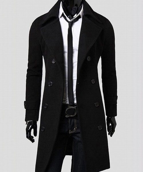 Wide Lapel Overcoat with Side Pockets