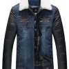 Leather Panel Faux Fur Collar Padded Jacket