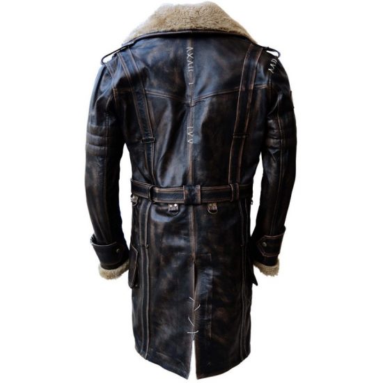 ELDER MAXSON FALL OUT DISTRESSED LEATHER COAT WITH FUR