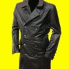 Men's Black Leather Great Coat