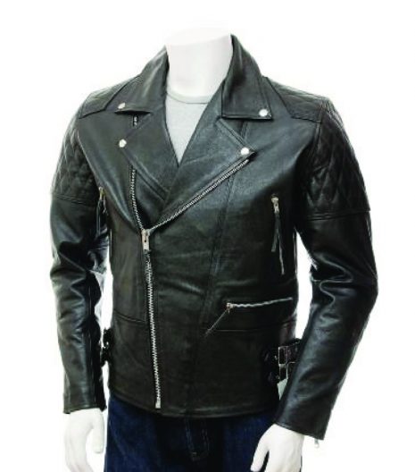 Men Fashion Slim Black Leather Jacket