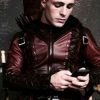 Arsenal Red Hooded Leather Jacket