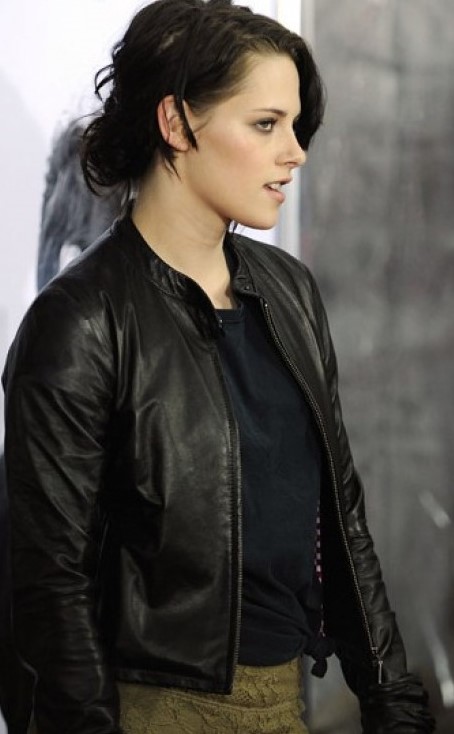 Kristen Stewart Black Slim Designer Leather Jacket