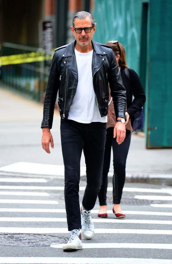Jeff Goldblum Black Biker leather Jacket