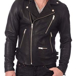 Cafe Racer Men's Biker Diamond Quilted Vintage Motorcycle Black Genuine Leather Jacket