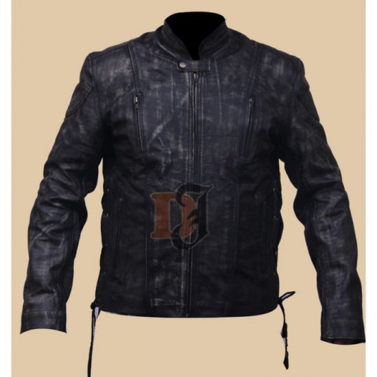 Black Distressed Motorcycle Leather Jacket Distressed Black Jacket