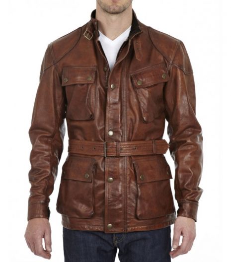 Brad Pitt Benjamin Button Brown Leather Motorcycle Jacket