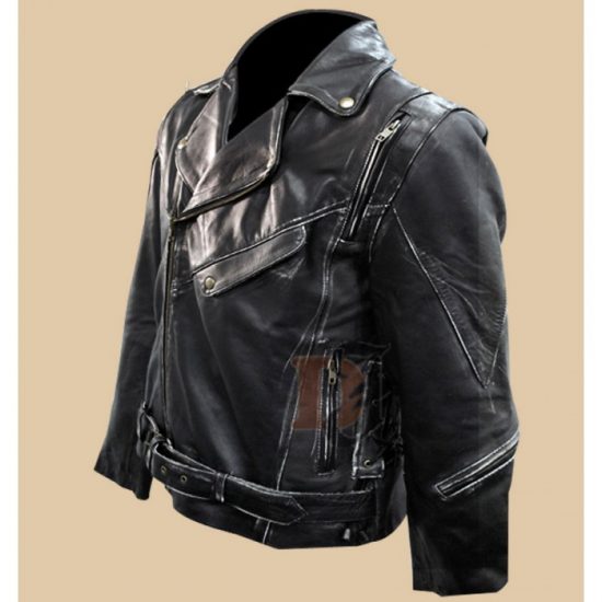 Terminator Distressed Black Leather Jacket