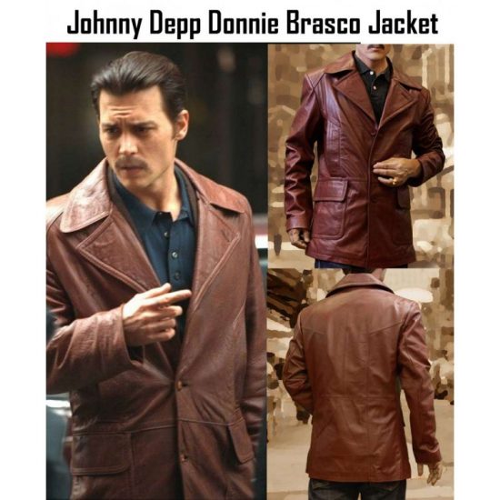 Donnie Brasco Film Johnny Depp Brown Leather Jacket