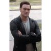 Red Notice Owain Yeoman Black Leather Jacket