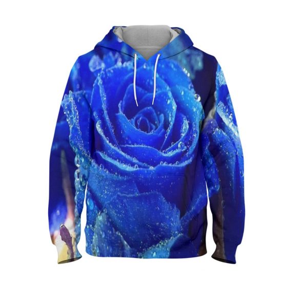 Blue Flower – 3D Printed Pullover Hoodie