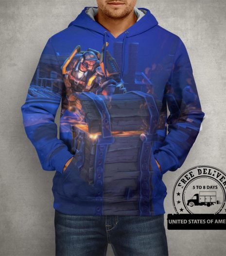 Fortnite Battle Royale Blue Hoodie – 3D Printed Pullover Hoodie